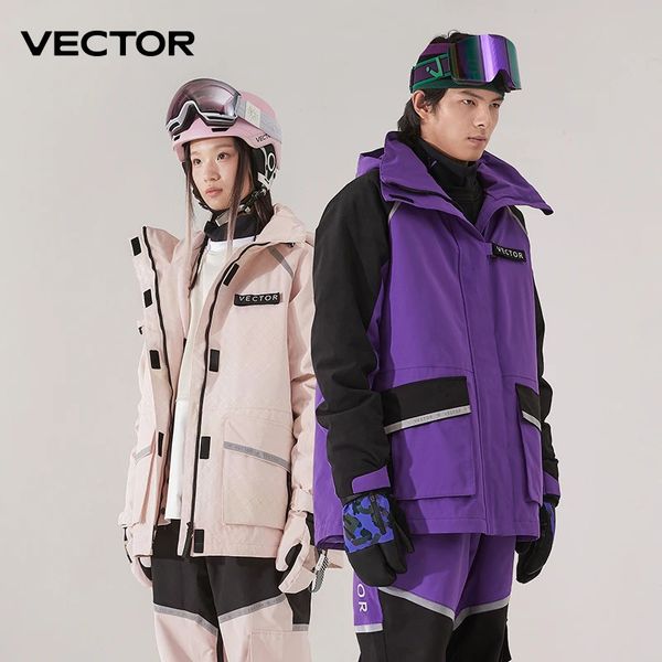 Vector marca homens mulheres jaqueta de esqui inverno quente à prova de vento à prova dwindproof água terno de esqui esportes ao ar livre snowboard casaco emenda dupla placa 231226