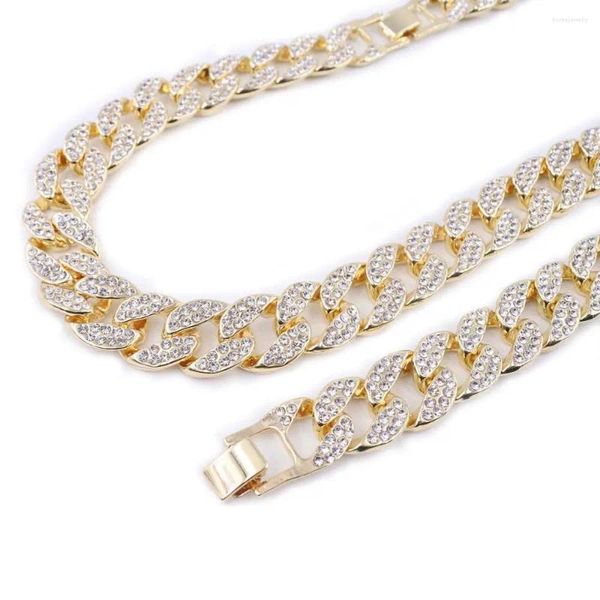 Ketten Herren Hip Hop Halskette 16mm Miami Cuban Link Chain ICED Out Bling Women Juwely Rapper Tänzerin Rock Kristall Gold Silber Farbe