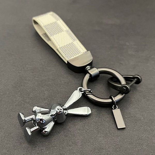 Der neueste hochwertige Modedesigner entworfene Stahlschlüsselketten -Leder -Kaninchen -Keychain -Männer- und Damen -Autoschlüsselkette Home Accessoires Feiertagsgeschenke