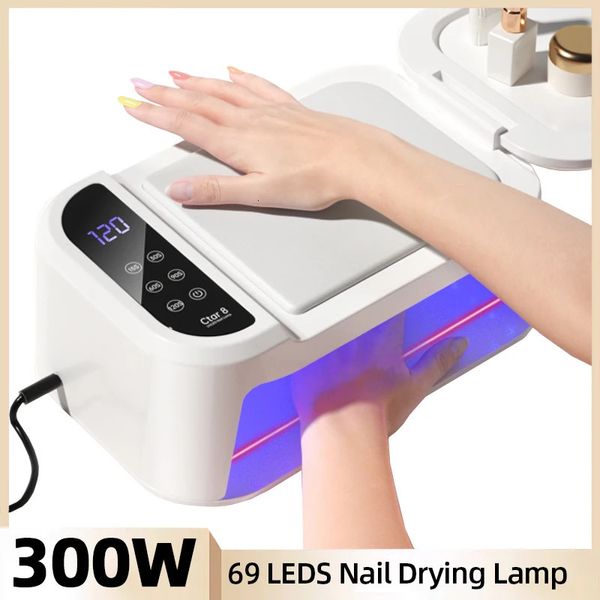 Lâmpada de unha de 300w para máquina com travesseiro de mão desgaste UV Lâmpada LED Profissional Gel Gel Secer Polis de unha Manicure de secagem de alta potência 231227