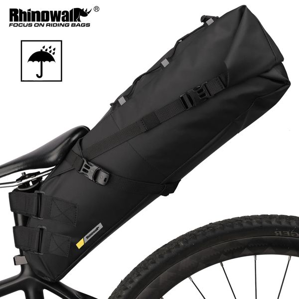 Bicchiera Rhinowalk Bag della sella impermeabile MTB Road Bicycle 13L Ciclo di ciclo di grande capacità Accessori del bagagliaio posteriore 231227 231227
