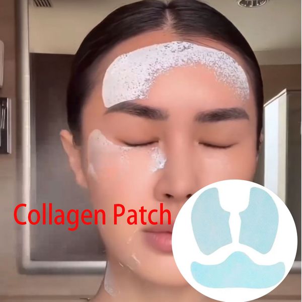 10 Set Pellicola di Collagene Carta Maschera per il viso Pelle del viso Adesivo per guance Patch per la fronte Linee del sorriso Patch Anti-età Rimozione delle rughe