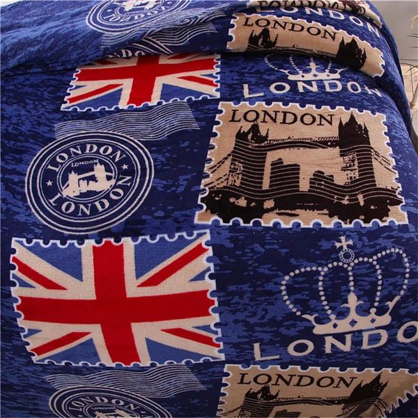 Cobertores à venda Londres Estilo Bandeira Coral Fleece Cobertor em Cama Tecido Banho Toalha de Pelúcia Ar Condicionado Capa de Sono Cama 201113