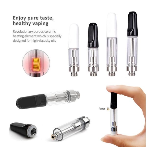 Ultra-niedriger Preis USA Lagerhaus 1,0 ml 0,5 ml Atomizer Keramik-Spulen-Vape-Patronen leer Tank 510 Faden Dicke Ölpatronenglas Tank Vape Cannada de OEM Vaporizer