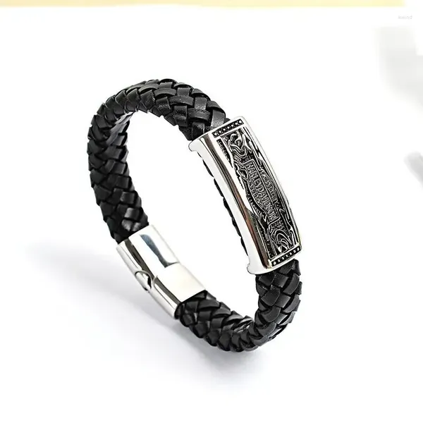 Bangle Moda Homens Genuíno Chunky Aço Inoxidável Charme Fecho Magnético Marrom Preto Cuff Stingray Pulseira De Couro