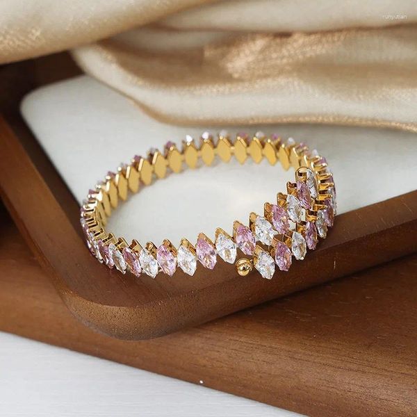 Bracciale che vende braccialetti multi zirconi color oro rosa lucido di moda classica per accessori di gioielli da pendolare per signore eleganti