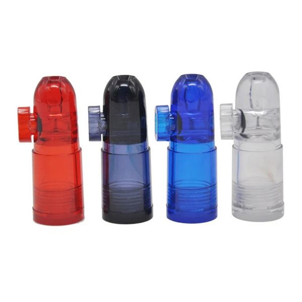 Fumar Tubacco Tuba acrílico Snuff Powder Dispenser Snorter Bullet Rocket Shape Nasal Snuffer Plástico Tubo Clear Bongs