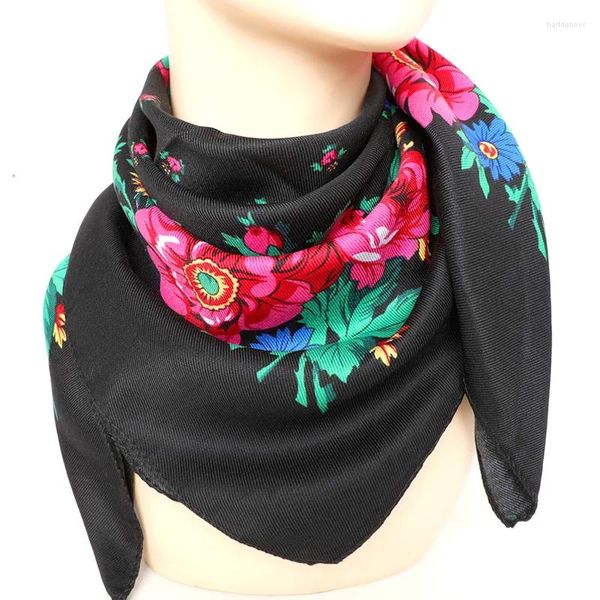 Eşarplar Vintage çiçek baskısı bandana boho kare eşarp boyun boya kadın kafa sarar türban hijab etnik mendil şal başörtüsü