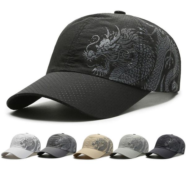 Шляпа для взрослых, быстросохнущая бейсболка с китайским принтом дракона, сетчатая полиэстеровая кепка для защиты от солнца, летние парные кепки для мужчин и женщин6653501