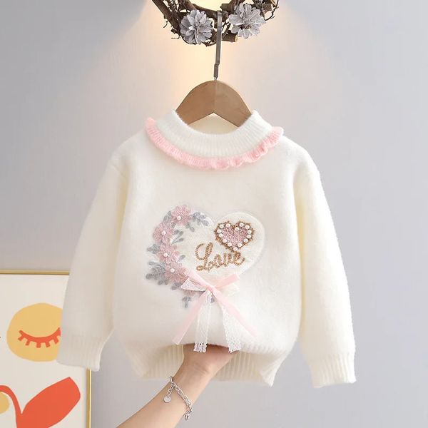 Neonate maglione di cashmere inverno bambini peluche caldo vestiti di lana di alta qualità 2-6 anni bambini bambino cartone animato cardigan in maglia 231226