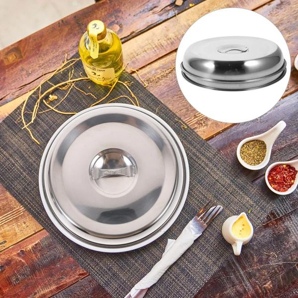 Set di stoviglie 2 pezzi Copertura per griglia Posate Forniture da cucina Piastra metallica Robusta cappa da bistecca in acciaio inossidabile per El