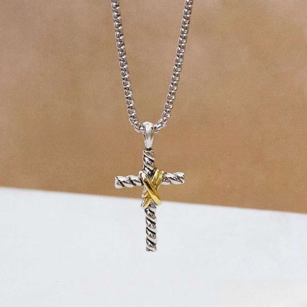Klassische religiöse Halskette mit Anhänger für Männer, gedrehtes Kabel, doppeltes X, sechseckiger Stern, eingelegte Kristallkette, DY Retro-Vintage-Schmuck, Geschenk für Frauen