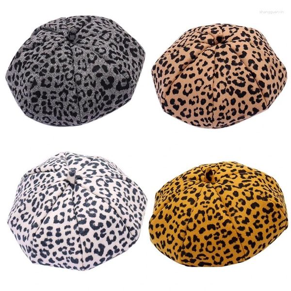 Berretti Cappello da pittore leopardo vintage Donna in lana Sboy Wild per l'uso quotidiano