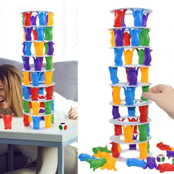 Divertido multiplayer que interage cores brilhantes torre colapso bloqueia o jogo de equilíbrio detalhado brinquedos de jardim de infância 231227
