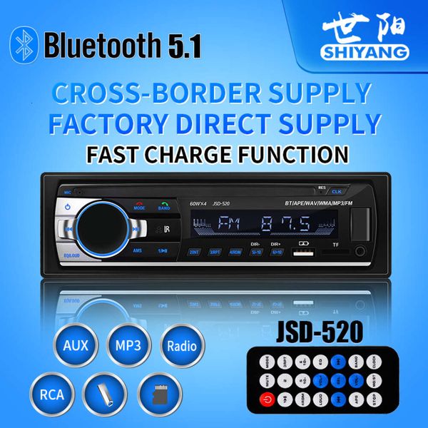 Neues Update Auto MP3 Bluetooth Player 1din 12/24v Optional Schnellladung USB/TF/AUX Karte Einsteckmaschine FM Audio Radio