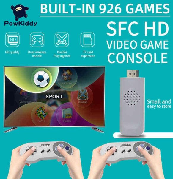 Powkiddy SF900 HD Video Game Console 926Games in un videogioco retrò SFC 24G Classic Due Gifts Wireless Gifts for Kids H25176594