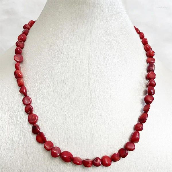 Anhänger unregelmäßige Nugget Red Coral Halskette Echtes Naturstein exquisites Edelstein Freundschaftsliebhaber Mode Schmuck Geschenk