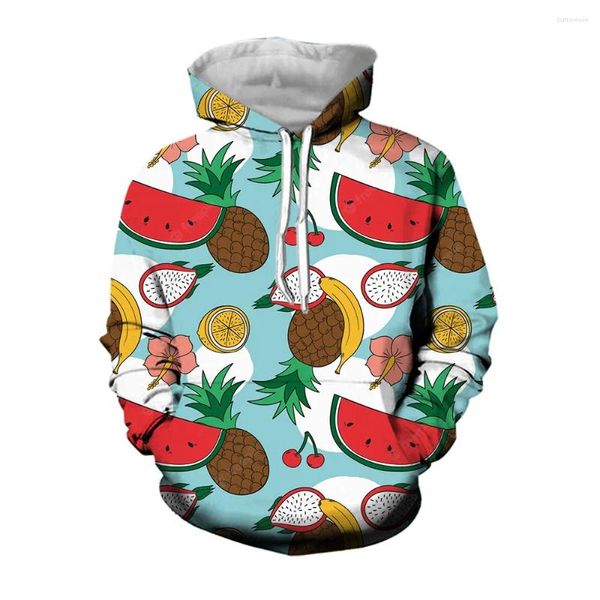 Hoodies masculinos jumeast 3d gráfico homem hoodie com padrão de frutas streetwear roupas estéticas oversized para roupas de moda casacos