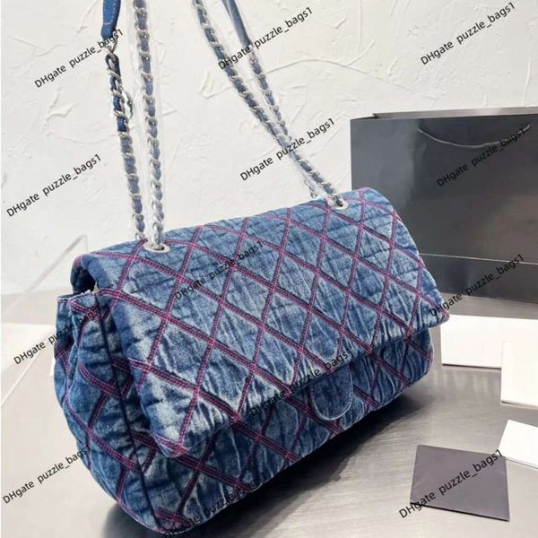 Bolsa de luxo de luxo da bolsa feminina de luxo novo jeans de jeans batot bordado na cadeia de rombus saco de bolsas de bolsa de compras de moda de moda