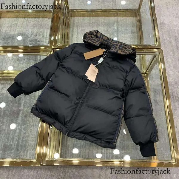 Cappotto per bambini vestiti per bambini giacca per ragazzi giacca a doppia faccia indossabile lussuoso vestito di lusso al 100% a ripieno con lettera f calda e comoda