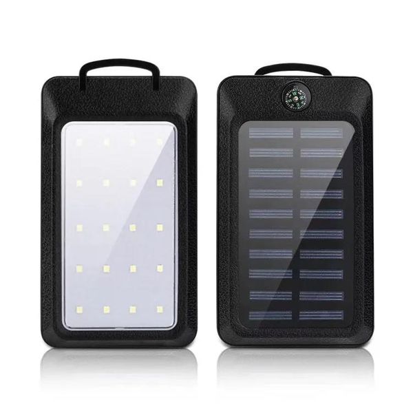 Bankalar 20000mAH Solar Güç Bankası 2 USB Port Charger Samsung Cep Telefonu için Perakende Kutusu ile Harici Yedek Pili