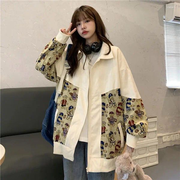 Giacche da donna High Street Jacket Donne Hip-Hop Baseball Uniform Streetwear Casual Stit Vintage Stitching Tops harajuku Coppia Outfit