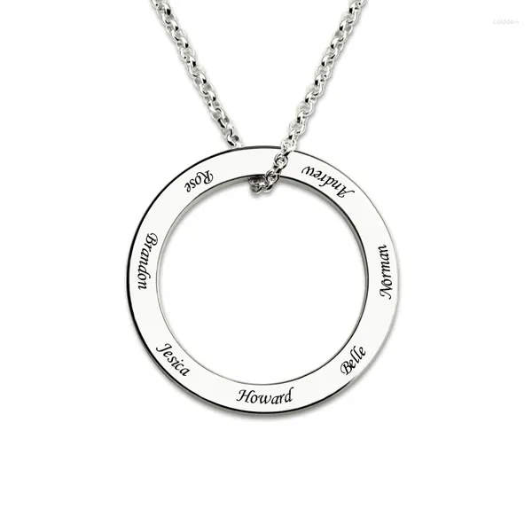 Ожерелья-подвески из стерлингового серебра 925 пробы с персонализированными выгравированными именами, ожерелье-кольцо с фамилией, кругом, на заказ, цепочка с буквами