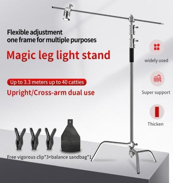 Treppiedi Magic Leg Lampada Stand CFrame 33 metri di spessore in acciaio inossidabile professionale per film e apparecchiature di illuminazione televisiva Detachab5637080
