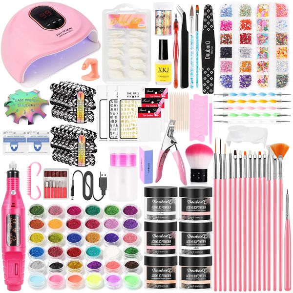 Акриловый комплект для ногтей с Drill и U V Light Full Nail Kit Set Professional Starter Kit для начинающих акрил со всем 231227