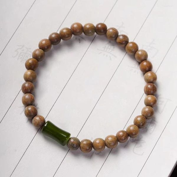Charme Pulseiras Verde Sândalo Beads Mala Pulseira Para Homens Mulheres Handmade Bambu Buda Madeira Oração Yoga Meditação Proteção