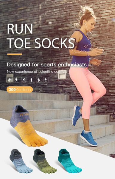 Aonijie Sports Run Under Cut Athletic Five Toe Socks Quarter Toesocks para a maratona de maratona 231227