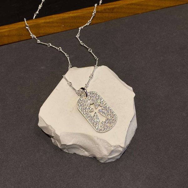 Designer ch cruzando cromos de luxo pingente colar jóias da moda Full Diamond Bamboo Chain de prata pura platina platinum Heart Sweater Wechchain Presente X32J