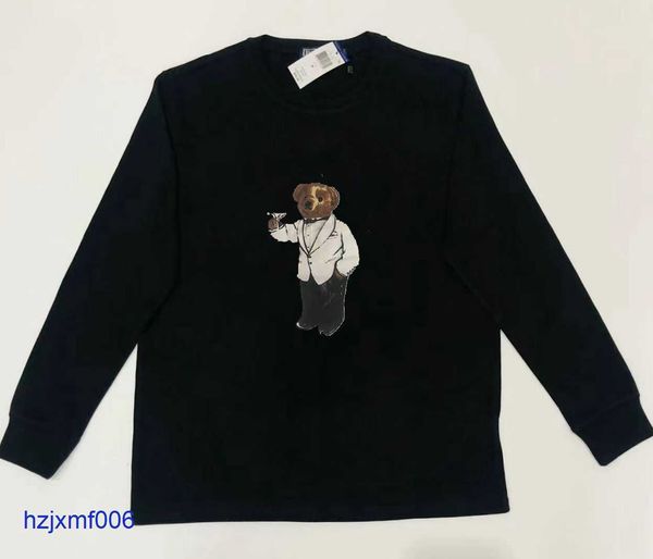 V1RH Мужские футболки Дизайнер Полос T Рубашки мультфильм медведь с печеной с длинным рукавом футболка. Стопта хлопчатобу