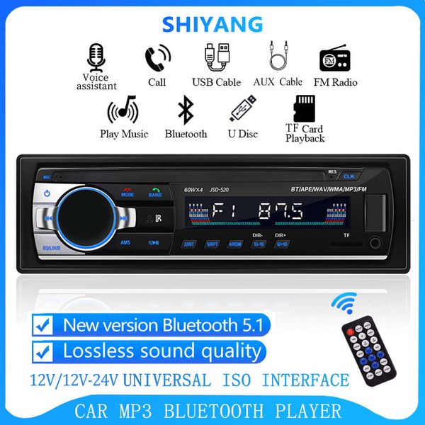 Neues Update JSD-520 Freisprecheinrichtung 12 V/12 V-24 V Auto Bluetooth MP3-Player Hochleistungs-LKW USB/TF-Kartenleser Multifrequenz-FM-Radio AUX