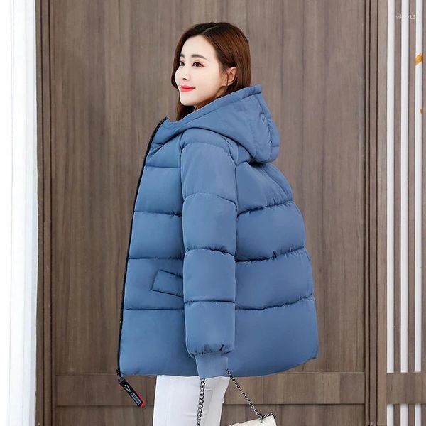 Casacos de Trench das Mulheres Agradável Inverno Longo Parkas Com Zíper Com Capuz Jaqueta Sólida Mulheres Plus Size Solto Algodão Acolchoado Casual Casaco Grosso Feminino