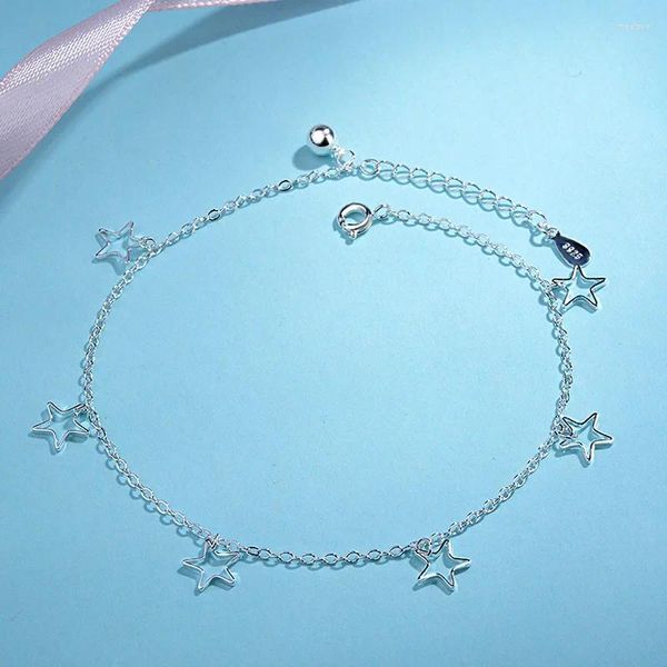 Fußkettchen Mode 925 Sterling Silber Fußkettchen Edlen Schmuck Einfache Pentagramm Fuß Kette Für Frauen Mädchen S925 Knöchel Bein Armband