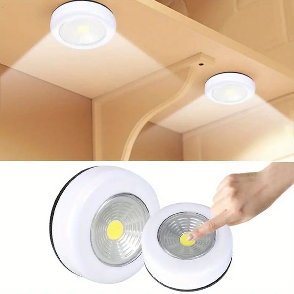 1 unidade COB LED sob a luz do armário com adesivo Lâmpada de parede sem fio Armário Armário Gaveta Armário Quarto Cozinha Luz noturna Luz de fábrica