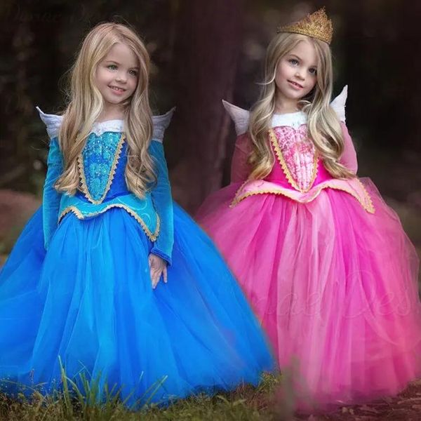 Roupas PrettyBaby 2016 atacado bebê meninas vestido congelado Bela Adormecida Vestido de Princesa Aurora Vestido de Princesa Vestidos Cosplay Natal D