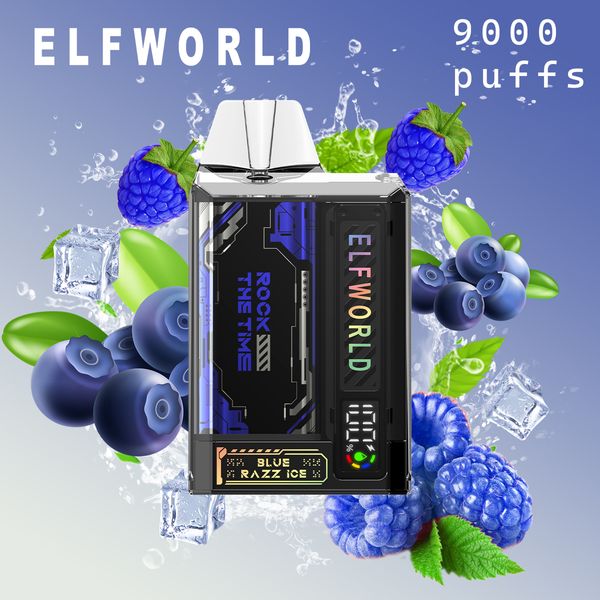 Elfworld trans 9000 sbuffi 10 gusti 750 mAh 0%2%5%15 ml pre -riempimento Visible Crystal Box Airflow Regola Penna a forma di sapo
