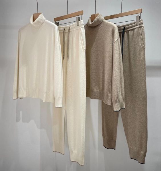 Pantaloni a due pezzi da donna 2023 Tuta casual di alta qualità in cashmere