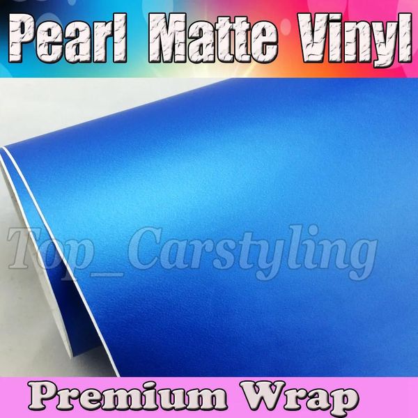 Aufkleber Perlmuttblaue Vinyl-Autoverpackungsfolie mit luftblasenfreiem / mattem Vinyl für Fahrzeugverpackungen, Karosserieabdeckungen, Vinylfolie, 1,52 x 30 m/Rolle