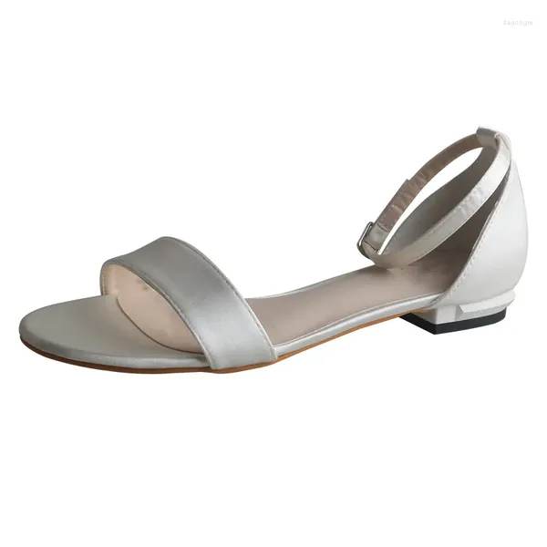 Sandalen Wedopus Hochzeit Braut flach für Frauen Knöchelriemen Sommerschuhe