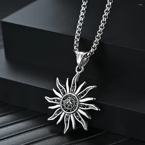 Anhänger Halsketten Vintage Edelstahl Sonne Blume Personalisierte Gott Halskette Für Männer Junge Schmuck Zubehör Großhandel