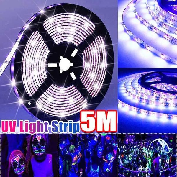 Струны Ультрафиолетовая светодиодная лента 395405nm, черный свет 3528 SMD 60Led/M 7,2 Вт/м, водонепроницаемая ленточная лампа для DJ, флуоресцентная PartyLED Stri