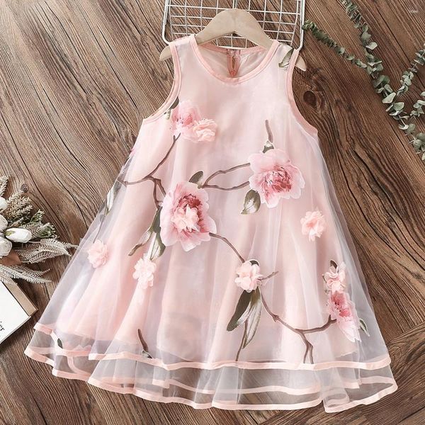 Mädchenkleider Sommer Chiffon Kleid Blumen elegante Kostüme ärmellose Teenager Prinzessin Beach für Mädchen Kleidung 4 5 7 9 11 Jahre