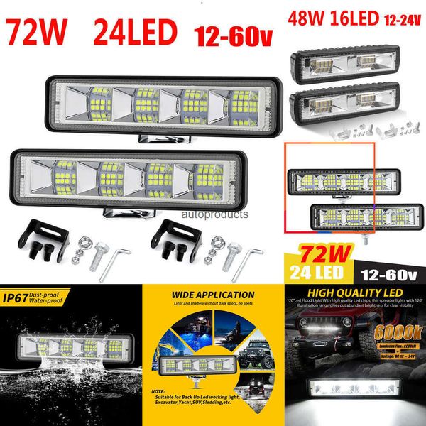 Eletrônica automotiva 2 peças 72W luz de trabalho para carro barra de LED 4x4 24 LED barra de luz de trabalho offroad SUV ATV trator barco caminhões escavadeira 12-60V led feixe combinado