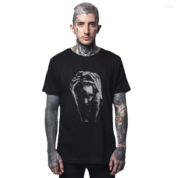 Herren T-Shirts Baumwolle Große Größe Lässige Angst Horror Grafik Unisex T-Shirt Neuheit Design Männer T-Shirt Lose Für Mann Gbtee