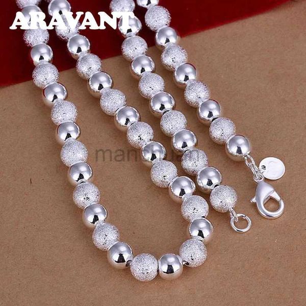 Stränge Saiten 925 Silber 8MM Peeling Perlenkette Halskette für Männer Frauen trendige Hochzeit Verlobungsschmuck zln231227