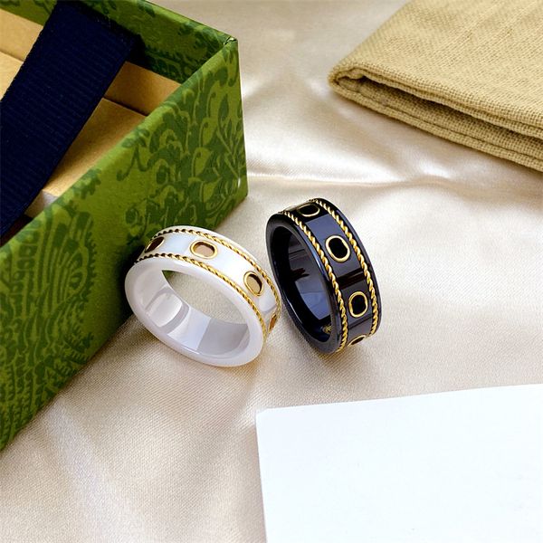 Schmuckdesigner Ringe Keramik Ring Biene Planet Trendy Personalisiertes Paar poliertes Schwarz -Weiß -Keramik -Paar Ring