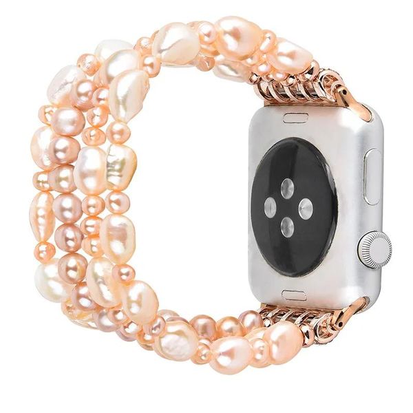 Pulseiras pulseira de pérola para apple watch band série 6 5 4 3 2 jóias pulseira de cristal para iwatch 38/40/42/44mm pulseira diamante mulher